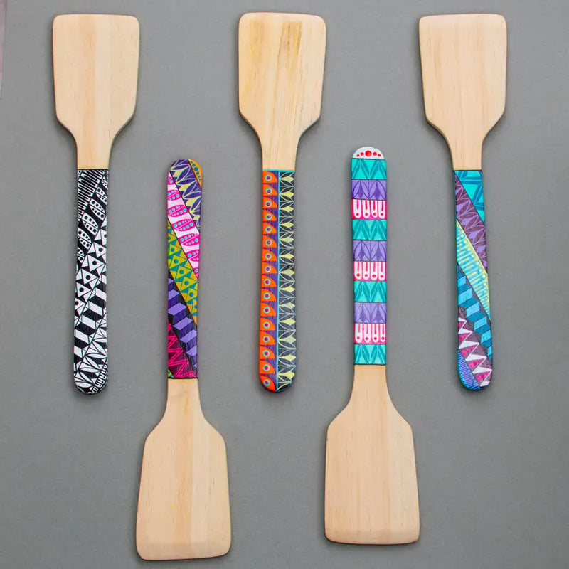 Colorful Hand-Painted Wooden Spatula - 3
