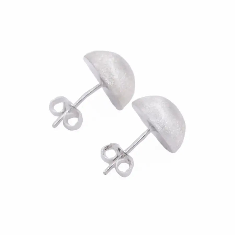 Sterling Silver Matte Half Sphere Stud Earrings