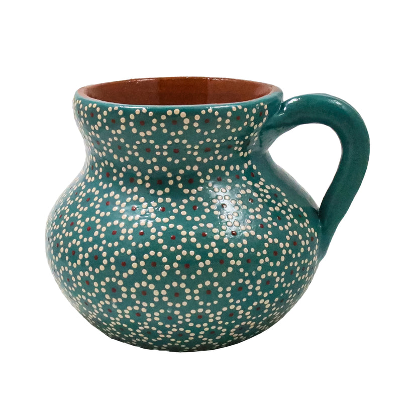 Costa Rican Red Clay Pour Over Coffee Maker And Mug Blue Green Details  Glazed