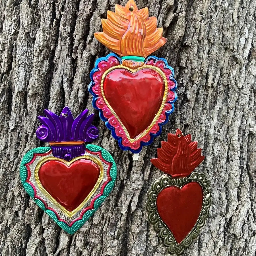 Large Mexican Milagro Tin Hearts