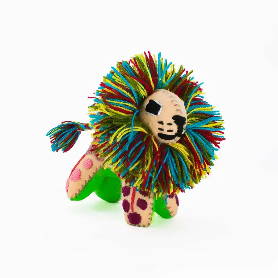 Lion Hand-Embroidered Stuffed Animal - 12