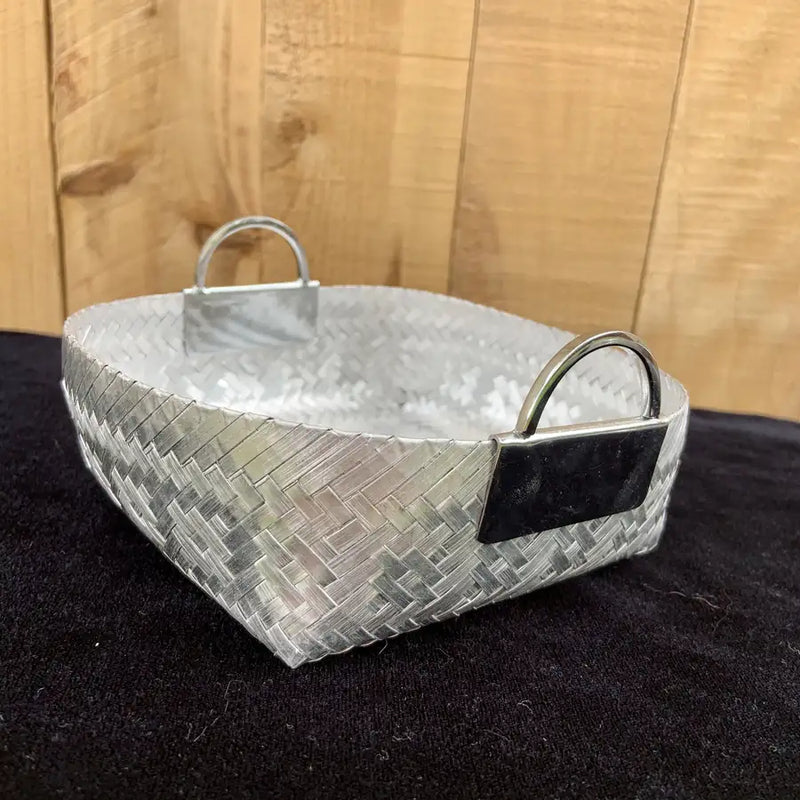 Woven Aluminum Basket with Handles - 3