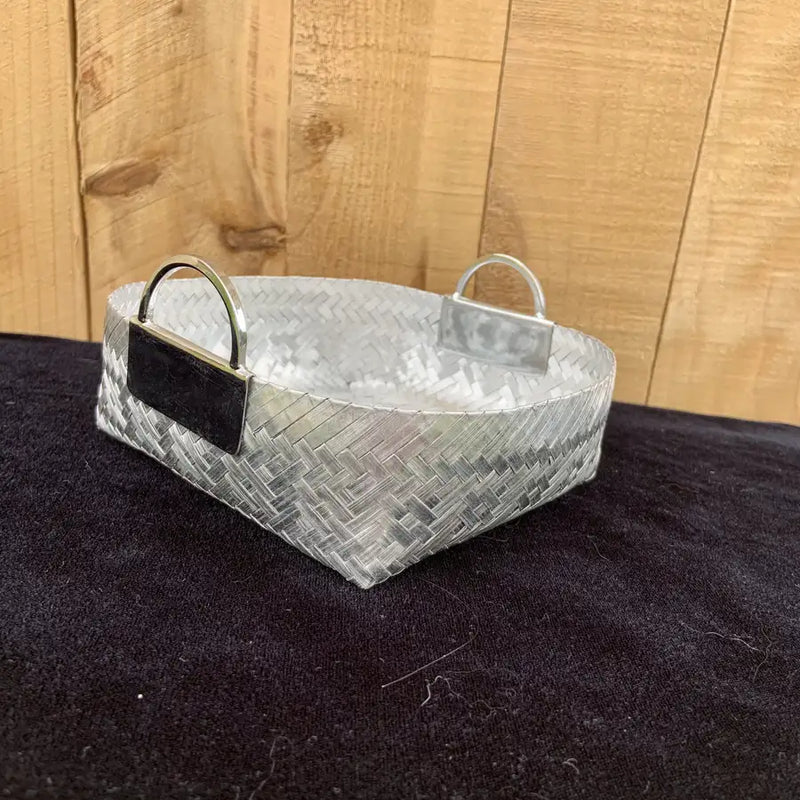 Woven Aluminum Basket with Handles - 4
