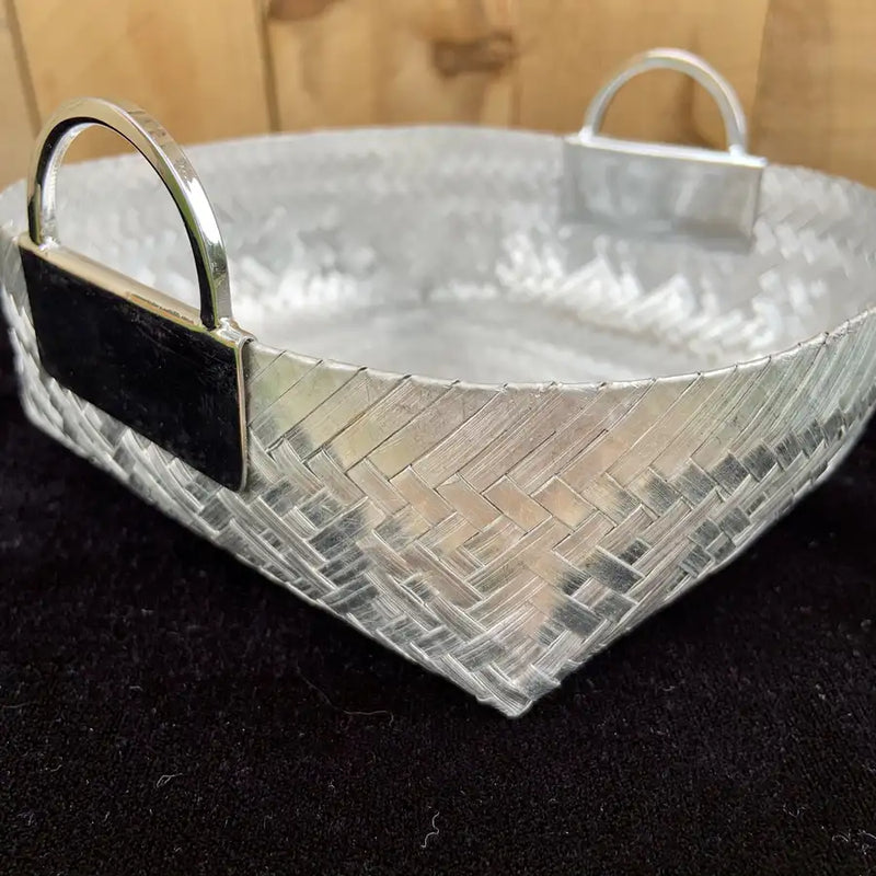 Woven Aluminum Basket with Handles - 7