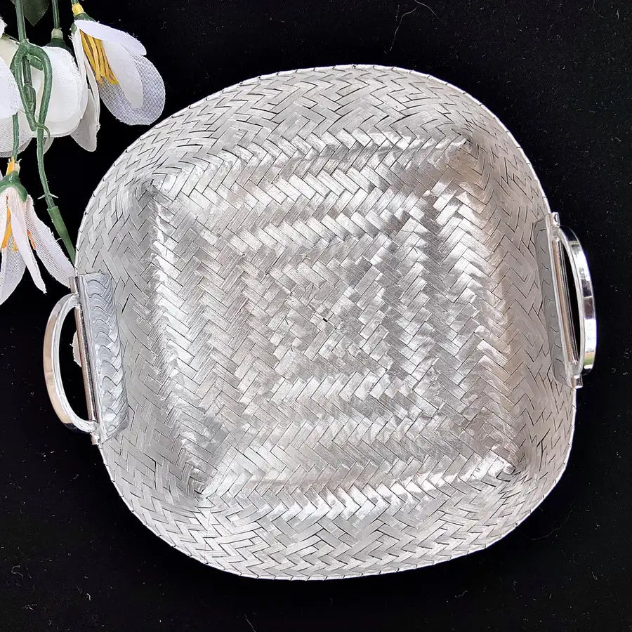 Woven Aluminum Basket with Handles - 8