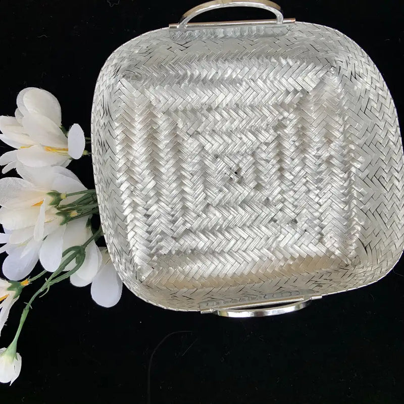 Woven Aluminum Basket with Handles - 9