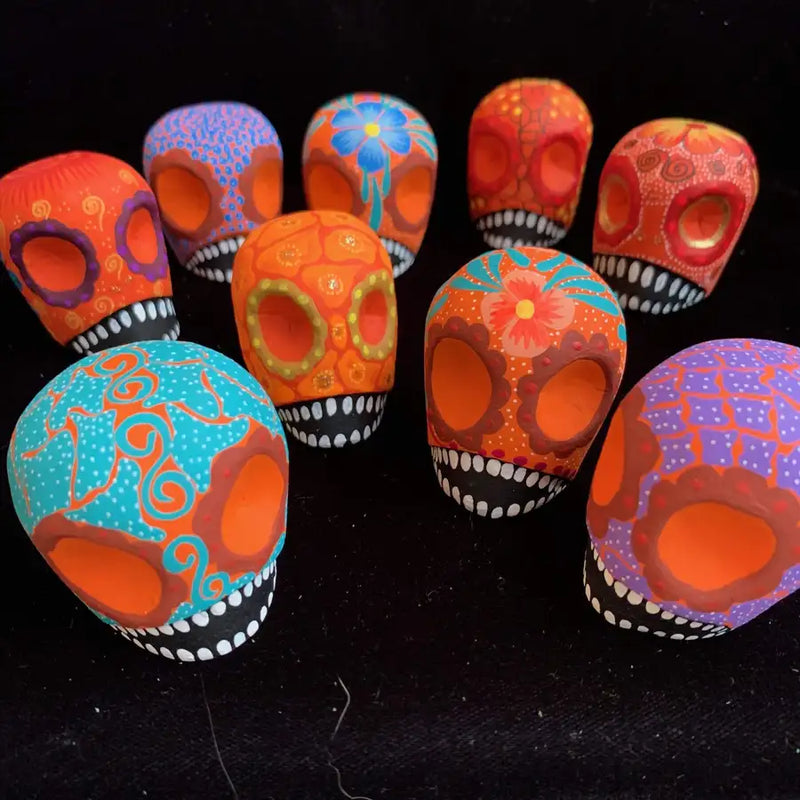 Hand Painted Wooden Sugar Skulls - 6