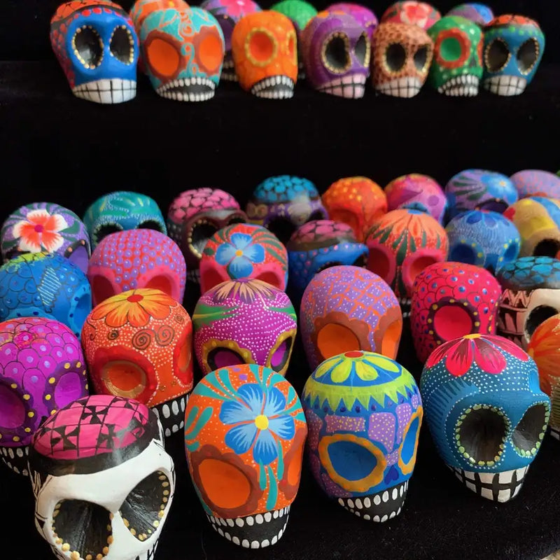 Hand Painted Wooden Sugar Skulls - 1