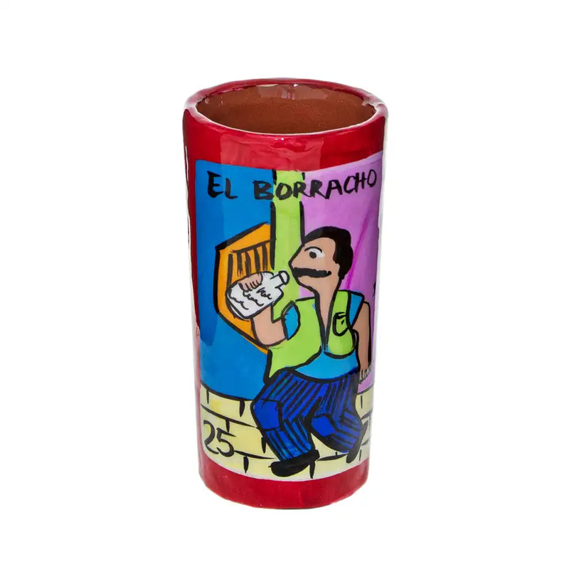 Lotería Hand-painted Clay Shot Glass
