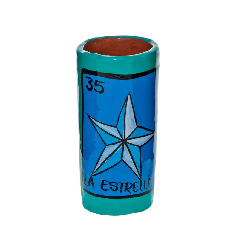 Lotería Hand-painted Clay Shot Glass