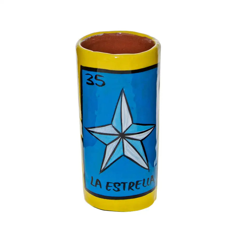 Lotería Hand-painted Clay Shot Glass