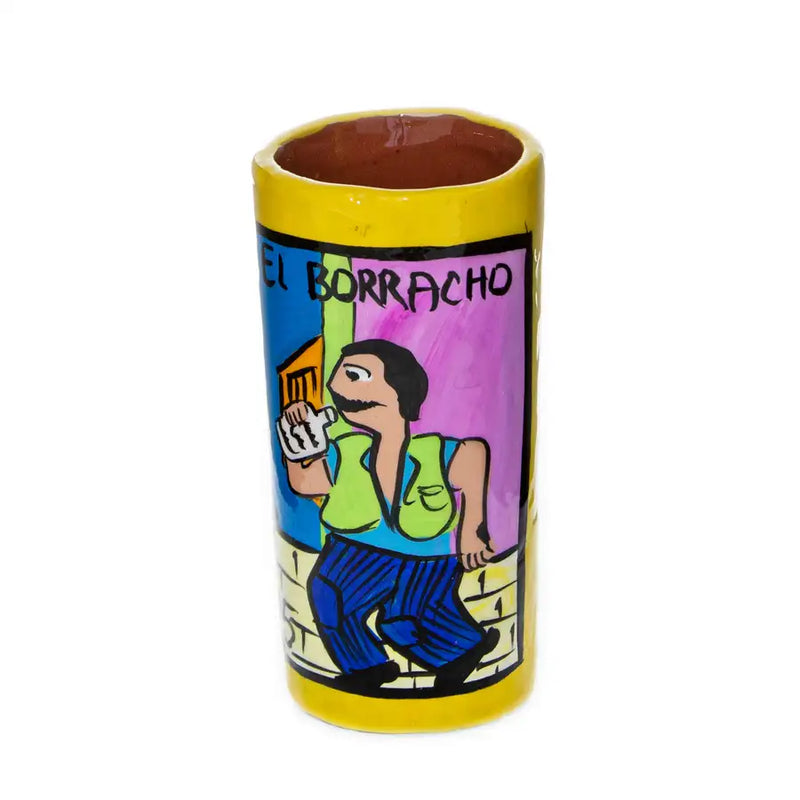 Lotería Hand-painted Clay Shot Glass