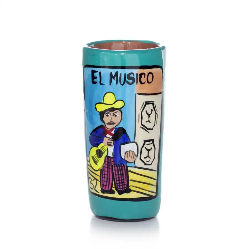 Lotería Hand-painted Clay Shot Glass
