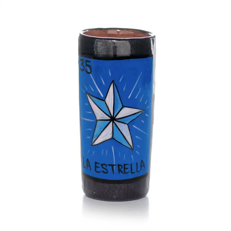 Lotería Hand-painted Clay Shot Glass