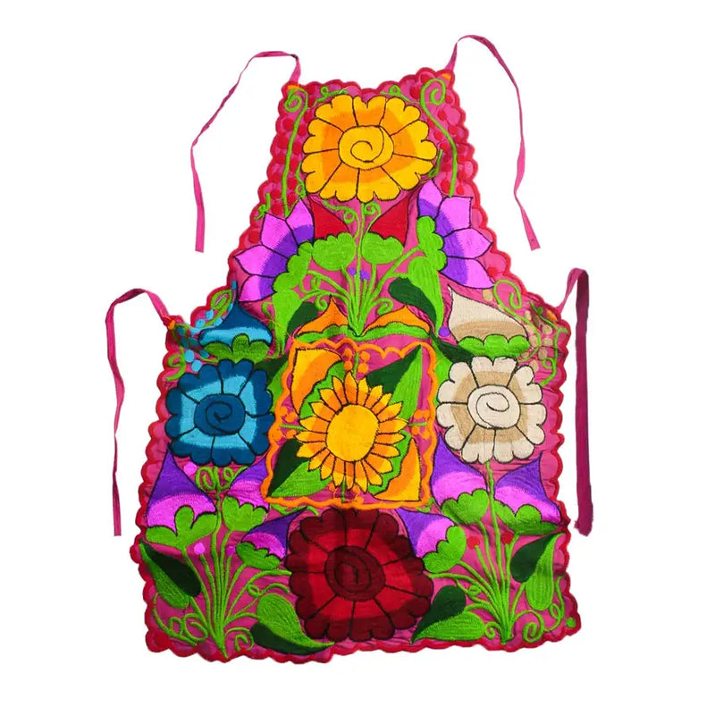 Embroidered Floral Apron