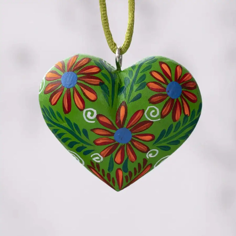 Mexican Heart Hand Painted Necklace - 1