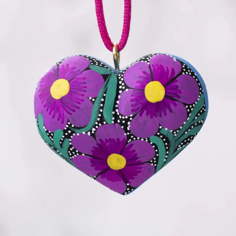 Mexican Heart Hand Painted Necklace - 3