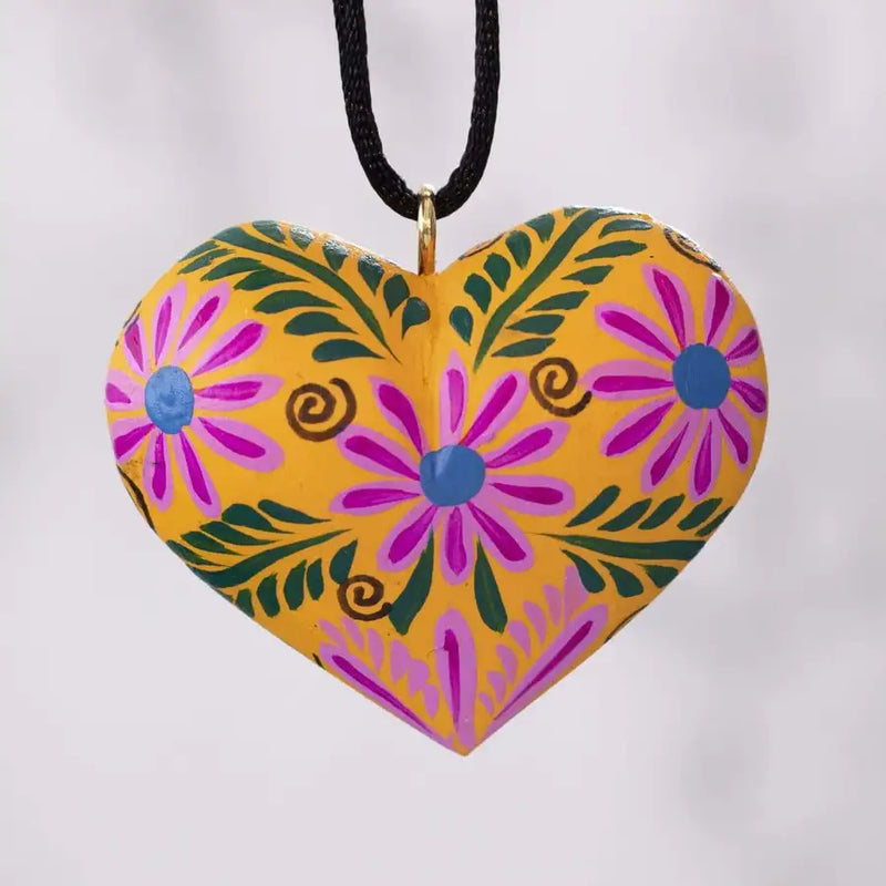 Mexican Heart Hand Painted Necklace - 5