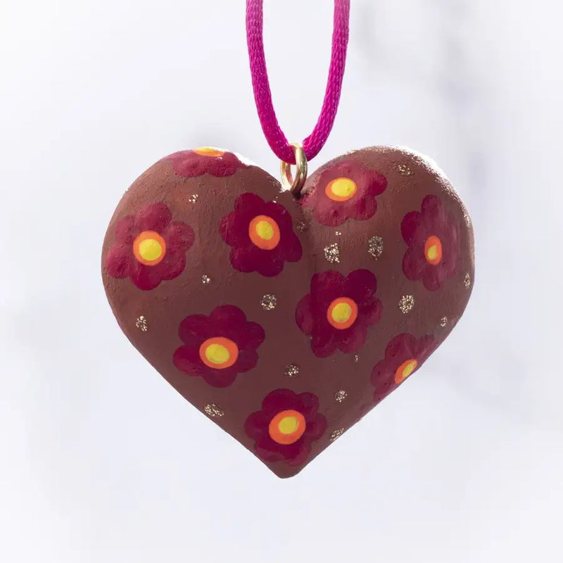 Mexican Heart Hand Painted Necklace - 18