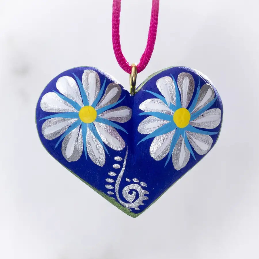 Mexican Heart Hand Painted Necklace - 23