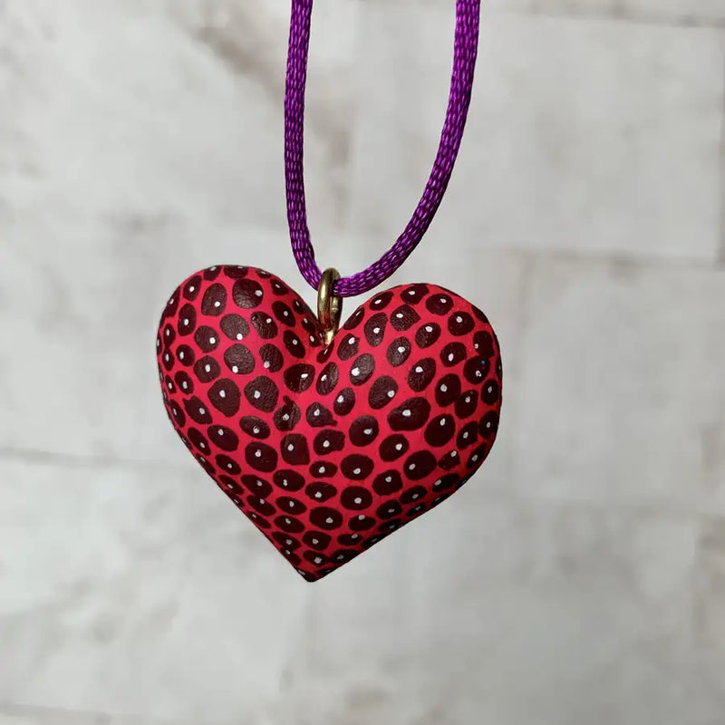 Mexican Heart Hand Painted Necklace - 24