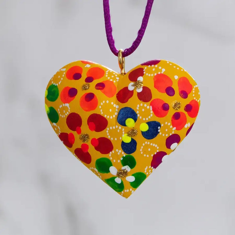 Mexican Heart Hand Painted Necklace - 26