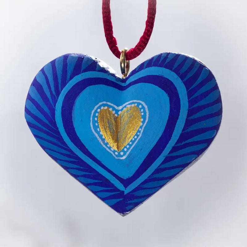 Mexican Heart Hand Painted Necklace - 14
