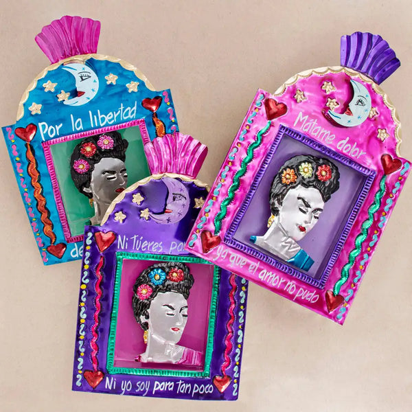 Day of the Dead Mexican buy Tin Nicho Shadowbox with FRIDA & DIEGO, Muertos Couple