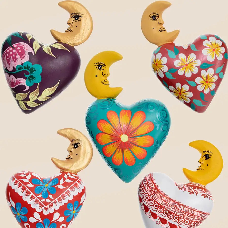 La Luna- Mexican Hand-Painted Ceramic Hearts - 1