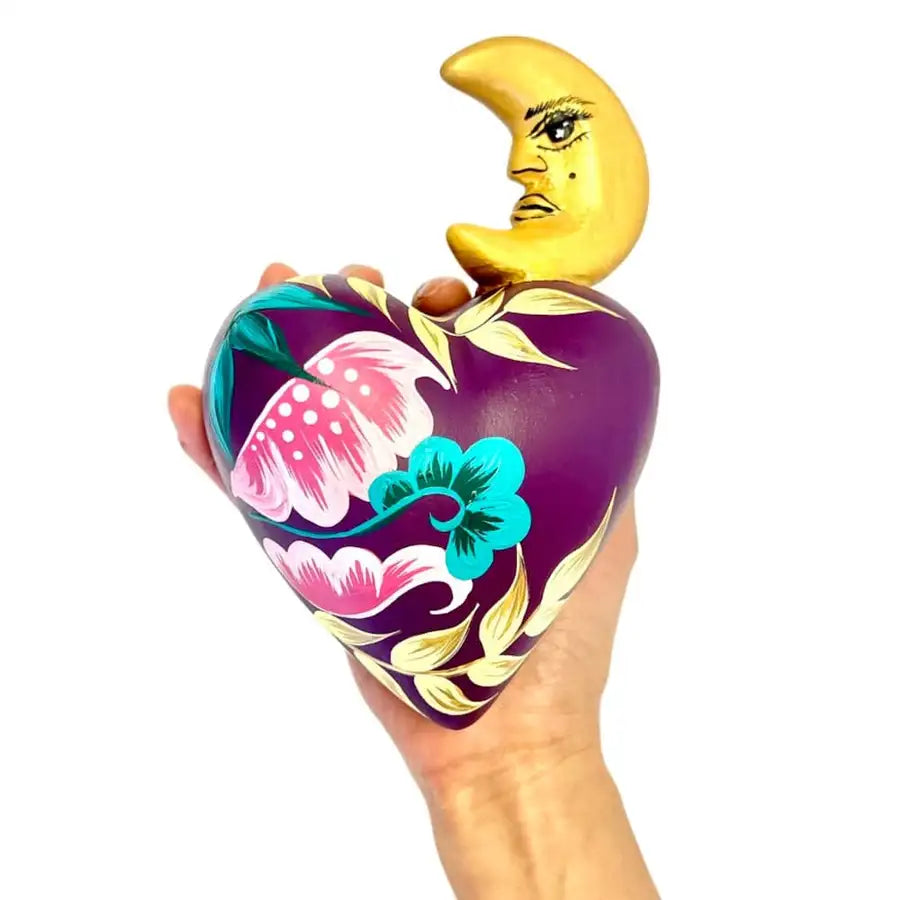 La Luna- Mexican Hand-Painted Ceramic Hearts - 2