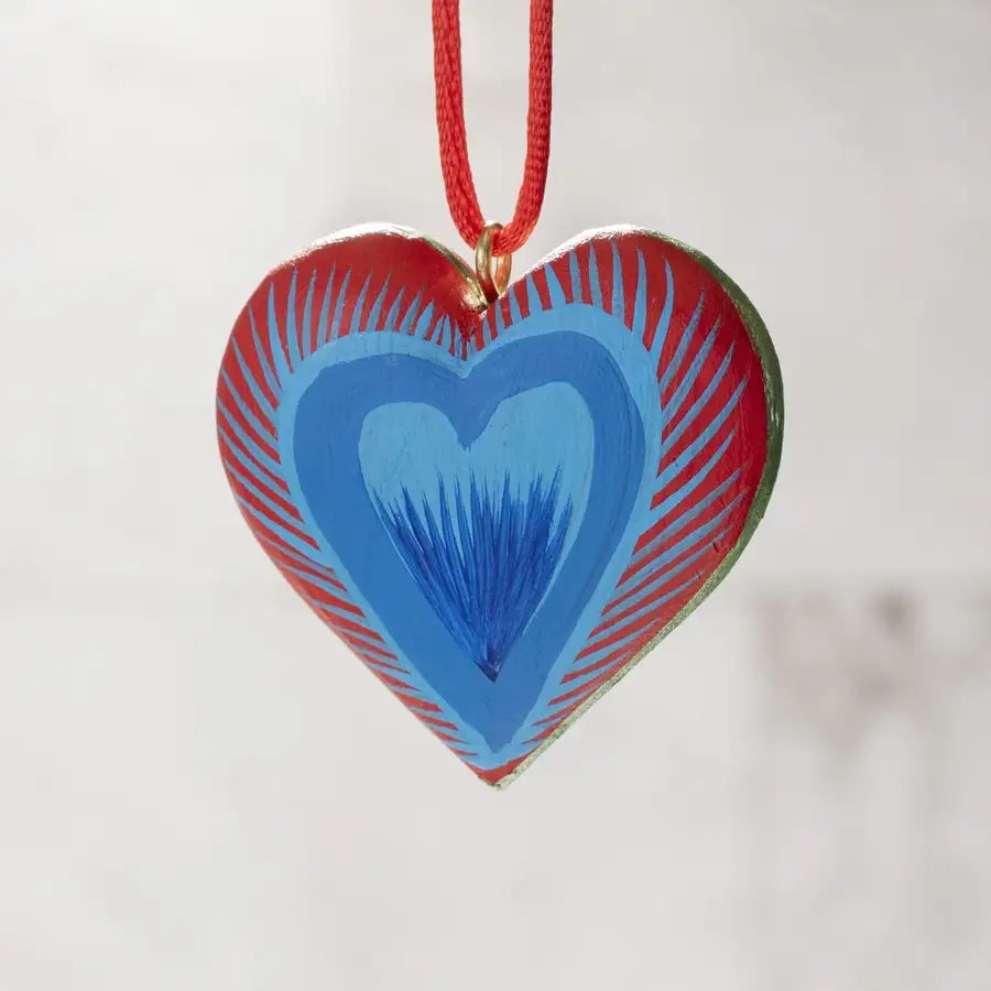 Mexican Heart Hand Painted Necklace - 20