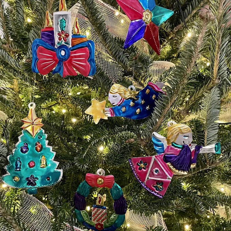 Mexican Hand-Painted Tin Christmas Ornaments