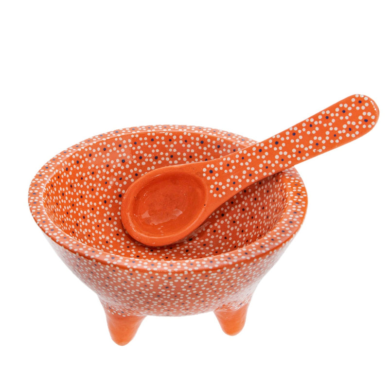 Capula Molcajete Clay Bowl and Matching Spoon - 9