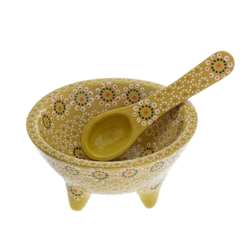 Capula Molcajete Clay Bowl and Matching Spoon - 8