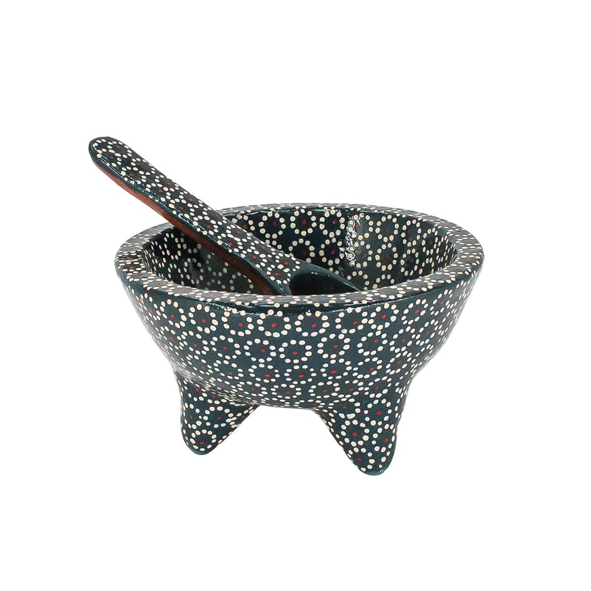 Capula Molcajete Clay Bowl and Matching Spoon - 5