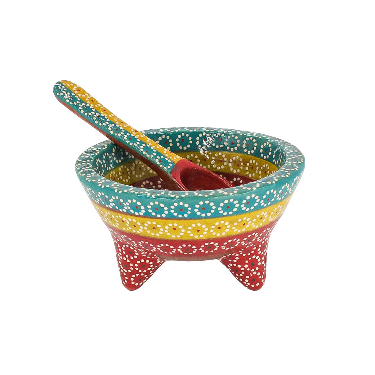 Capula Molcajete Clay Bowl and Matching Spoon - 6