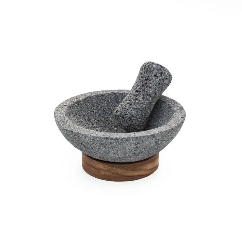 Volcanic Stone Molcajete with Wooden Base - 1