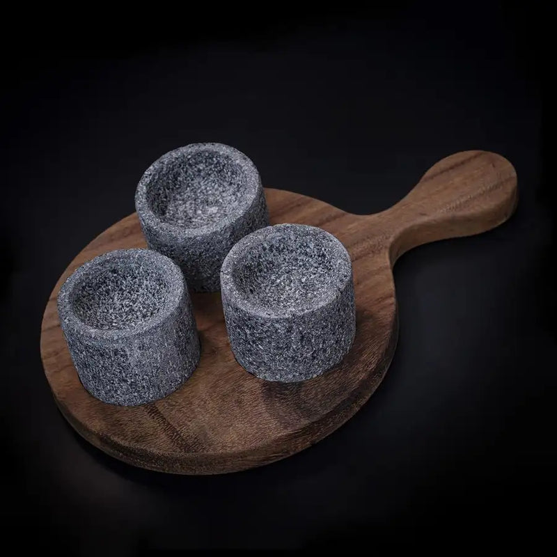 Volcanic Stone 4 Piece Serving Tray - Round