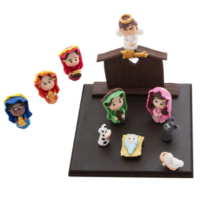 Piece Cold Porcelain Nativity Scene Set Miniature Figurines - 4