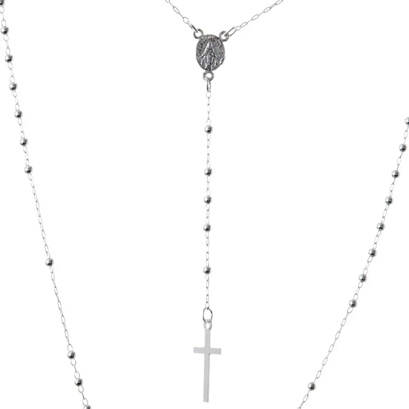 Sterling Silver Delicate Rosary Necklace - 4
