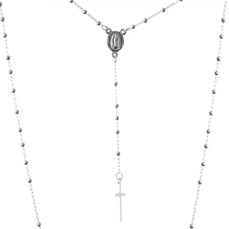 Sterling Silver Delicate Rosary Necklace - 5