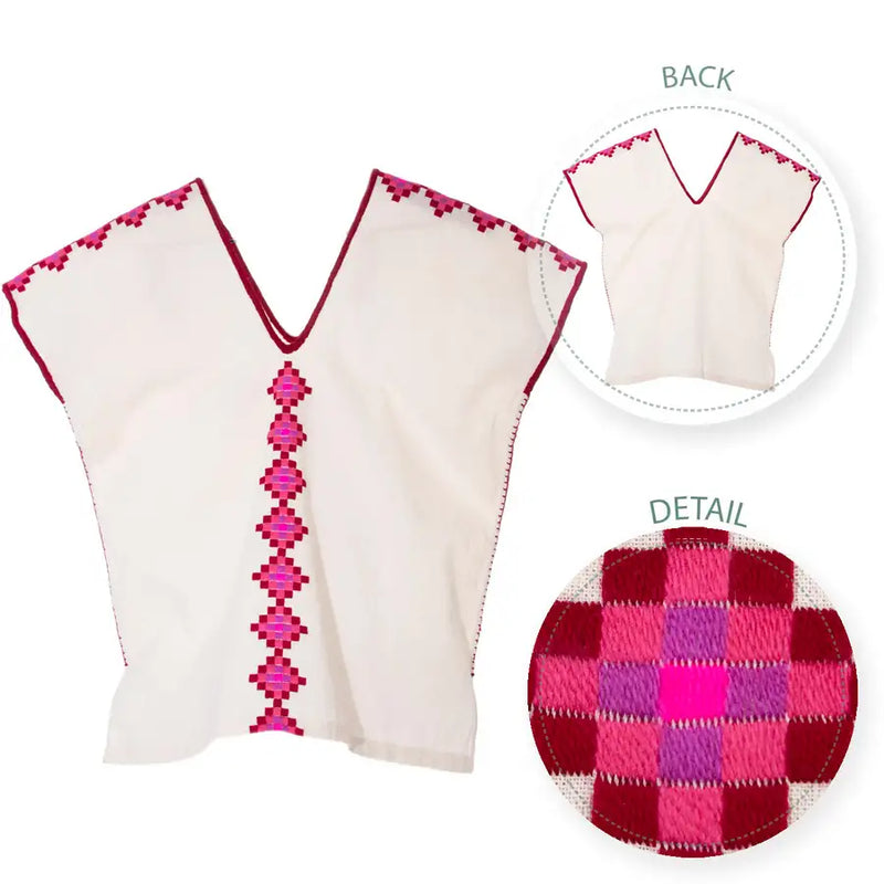 Ch'ol Modern V-Neck Huipil Blouse - 12