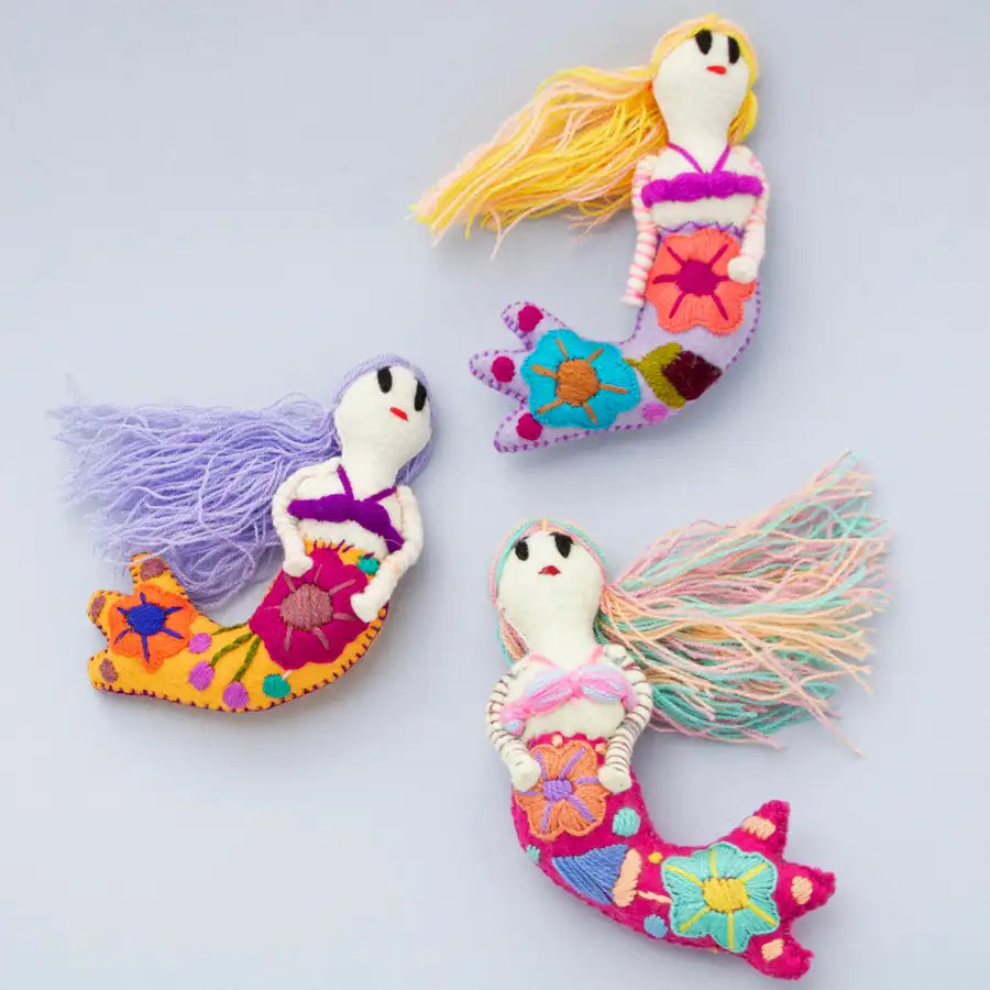 Mermaid Hand-Embroidered Stuffed Doll