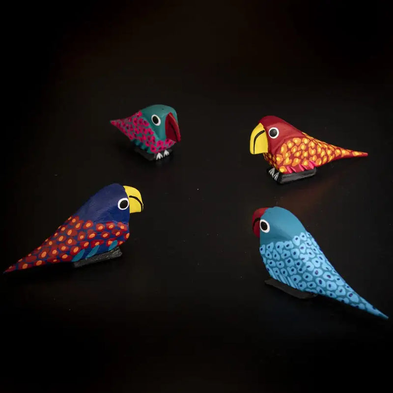 Hand Painted Parrot Wooden Figurine