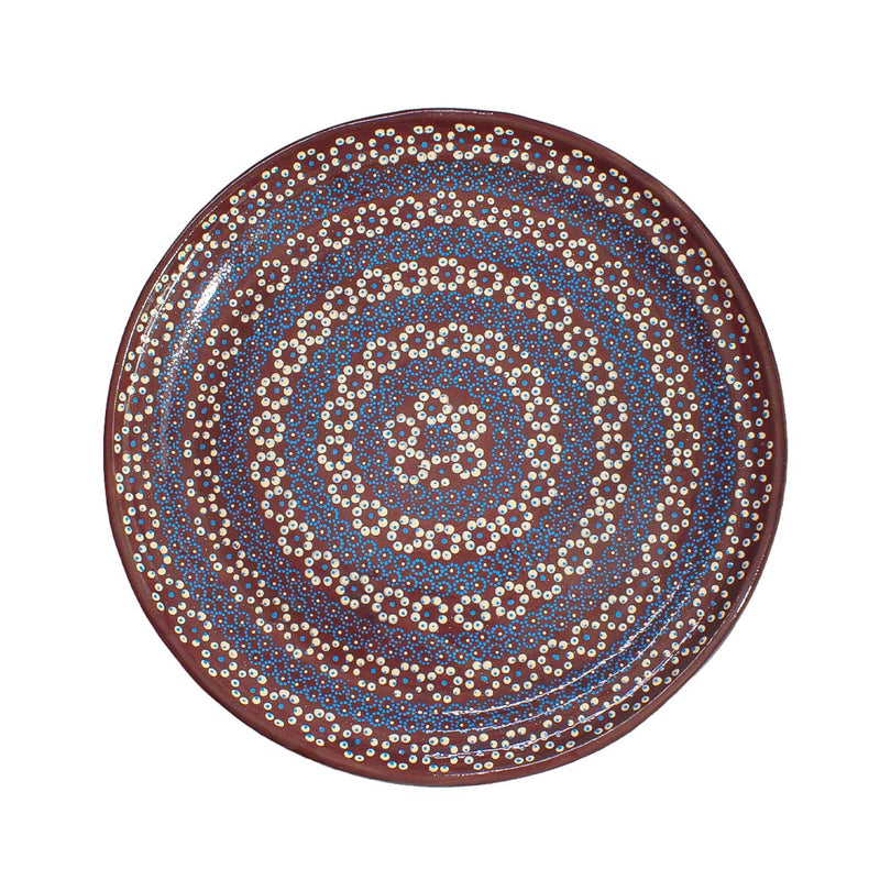 Hand-Painted Capula 16" Large Clay Platter