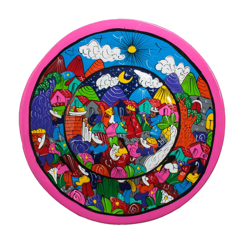 Colorful Xalitla Narrative Clay Charger Plate