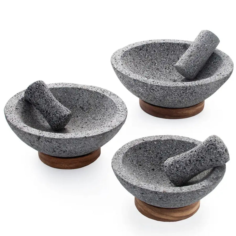 Molcajete With Wood Base  Shop Mexican Mortars Here!