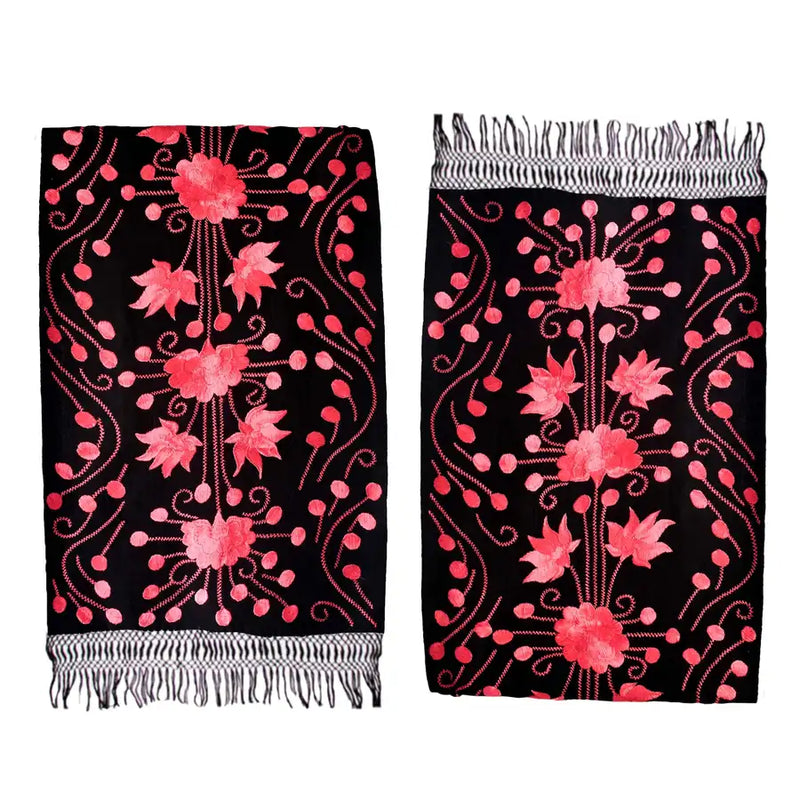 Floral Embroidery Black Rebozos - 19