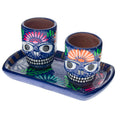 Sugar Skull Clay Shot Glasses with Dish Set