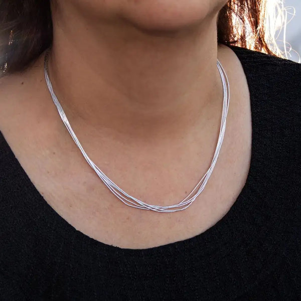 Virginia Sterling Silver Liquid Silver Necklace - 5 strands